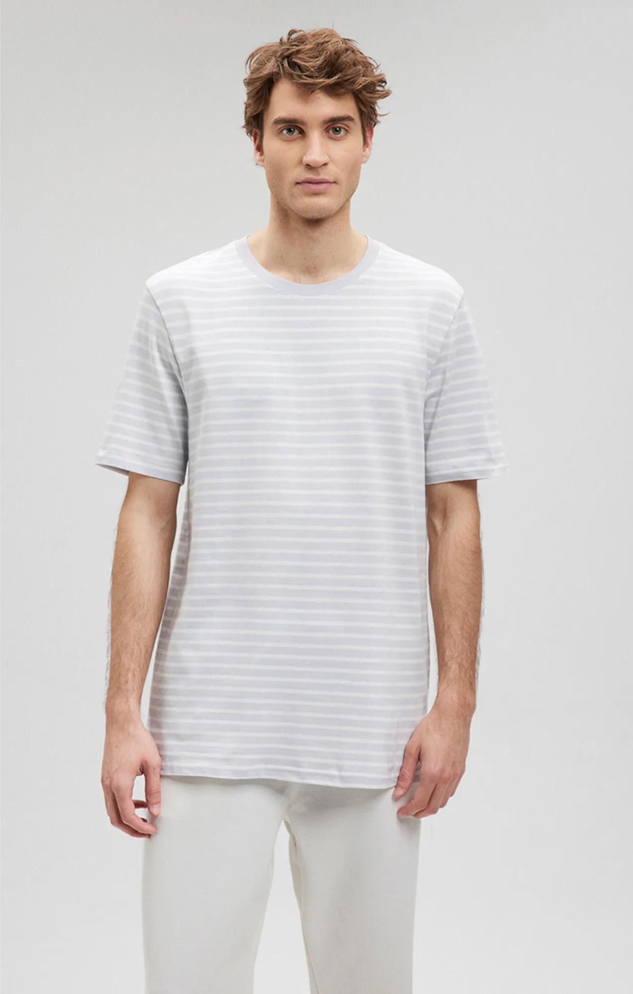 STRIPED CREW NECK T-SHIRT IN ARCTIC ICE