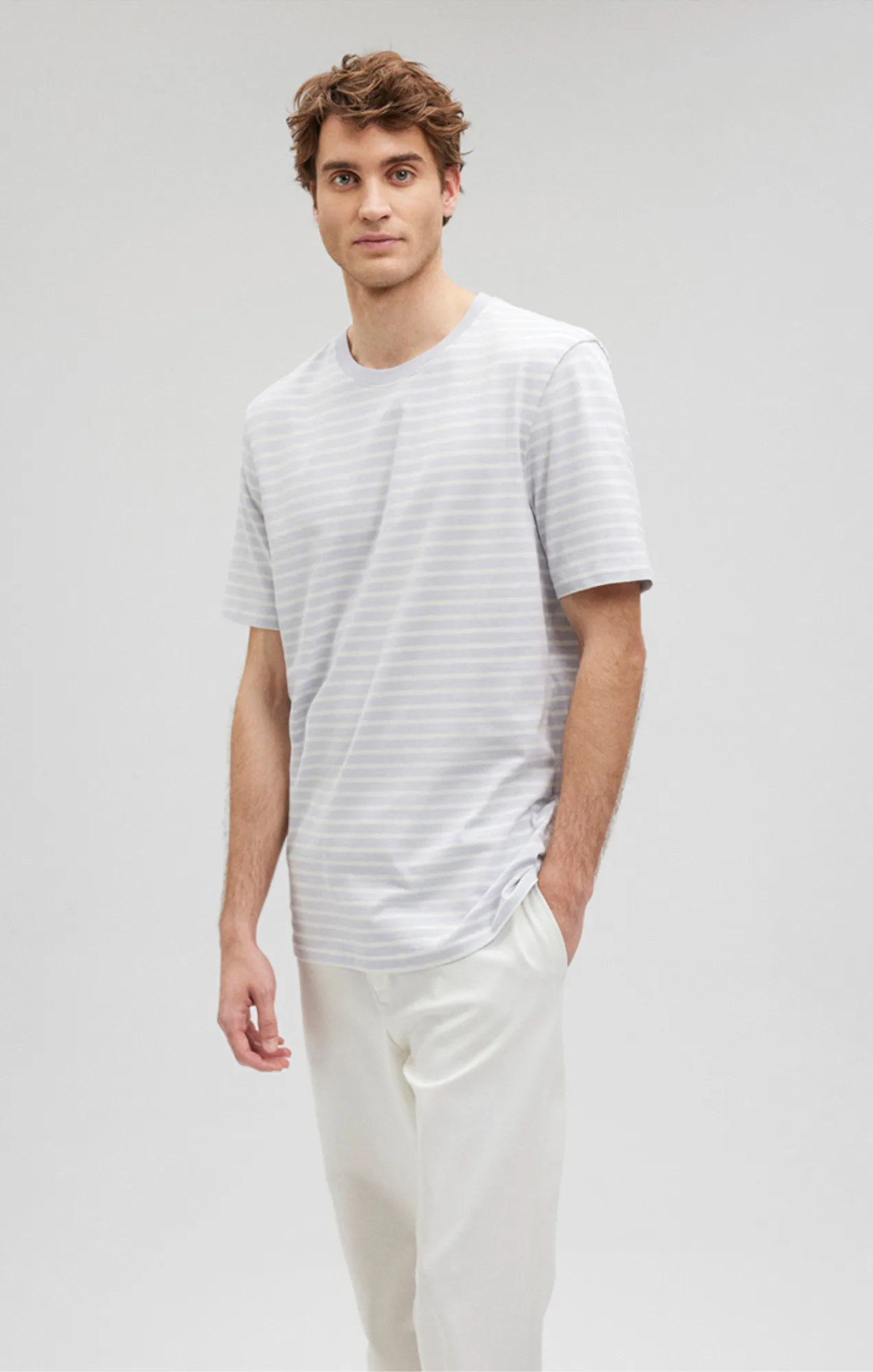 STRIPED CREW NECK T-SHIRT IN ARCTIC ICE