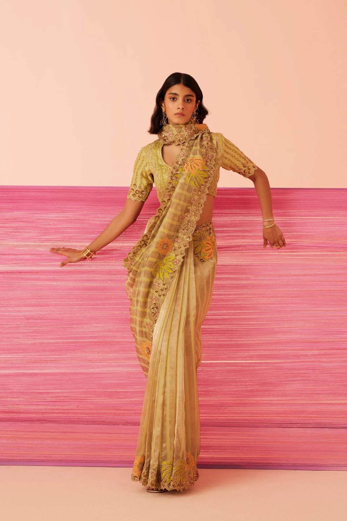 Summer Solstice Geometric Sari