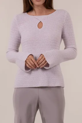 SUSTAINABLE CASHMERE TEXTURED KEYHOLE TOP