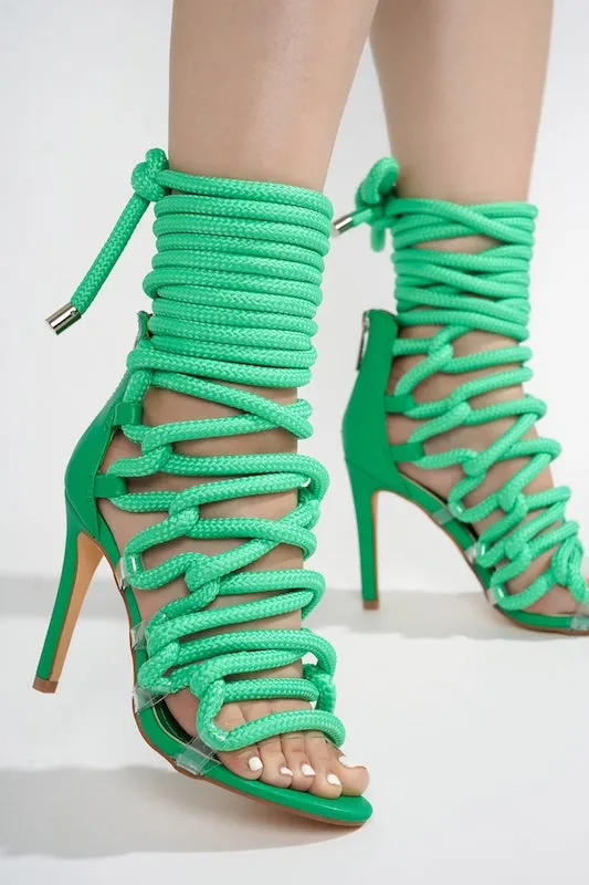 Thick Lace Rope Heels