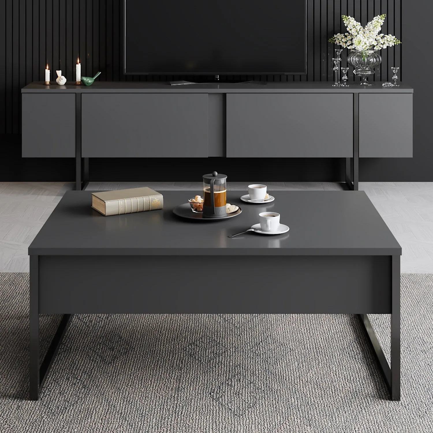 TV Stand Luxe - Anthracite Black