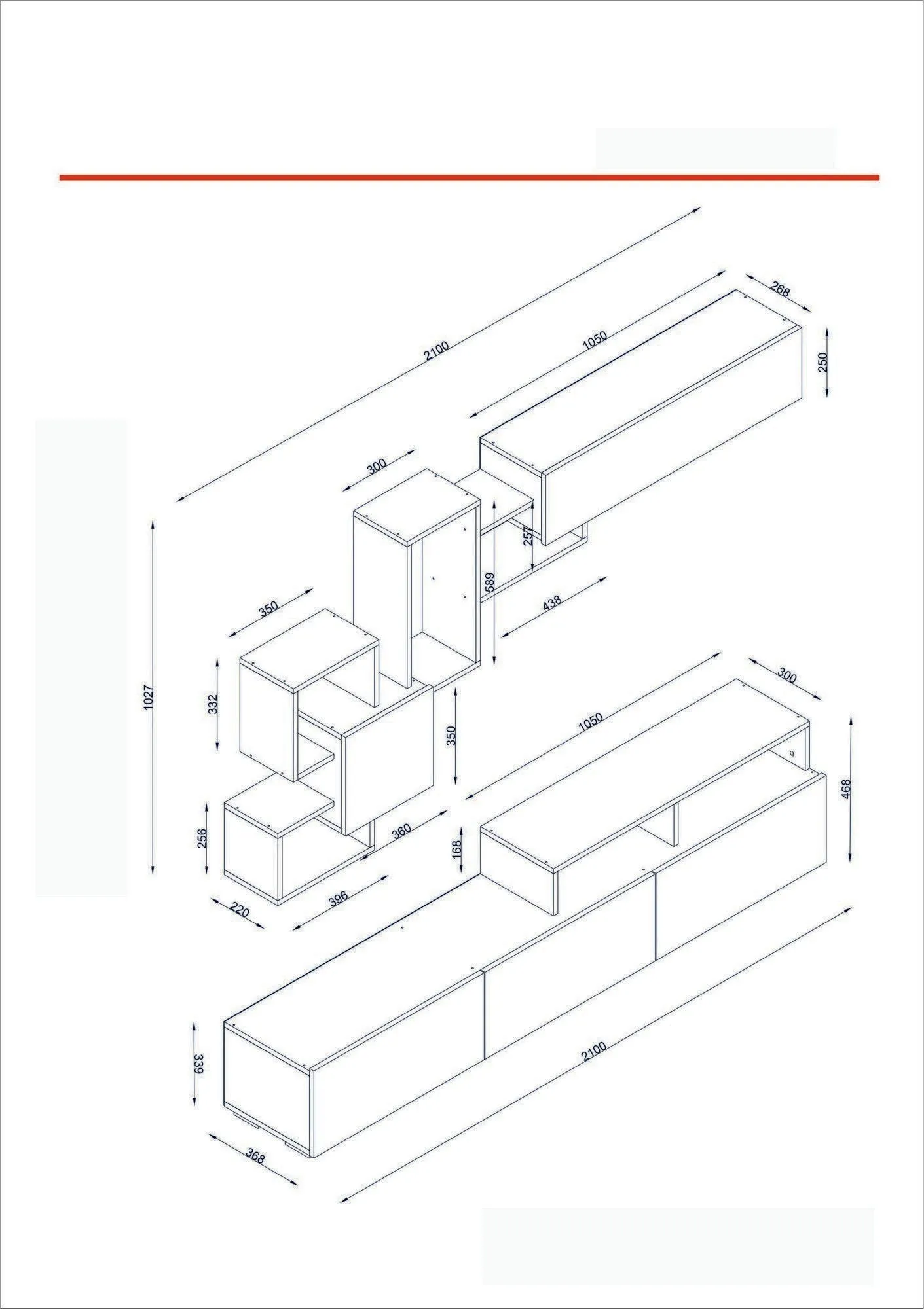 TV Unit Elit - White, Walnut