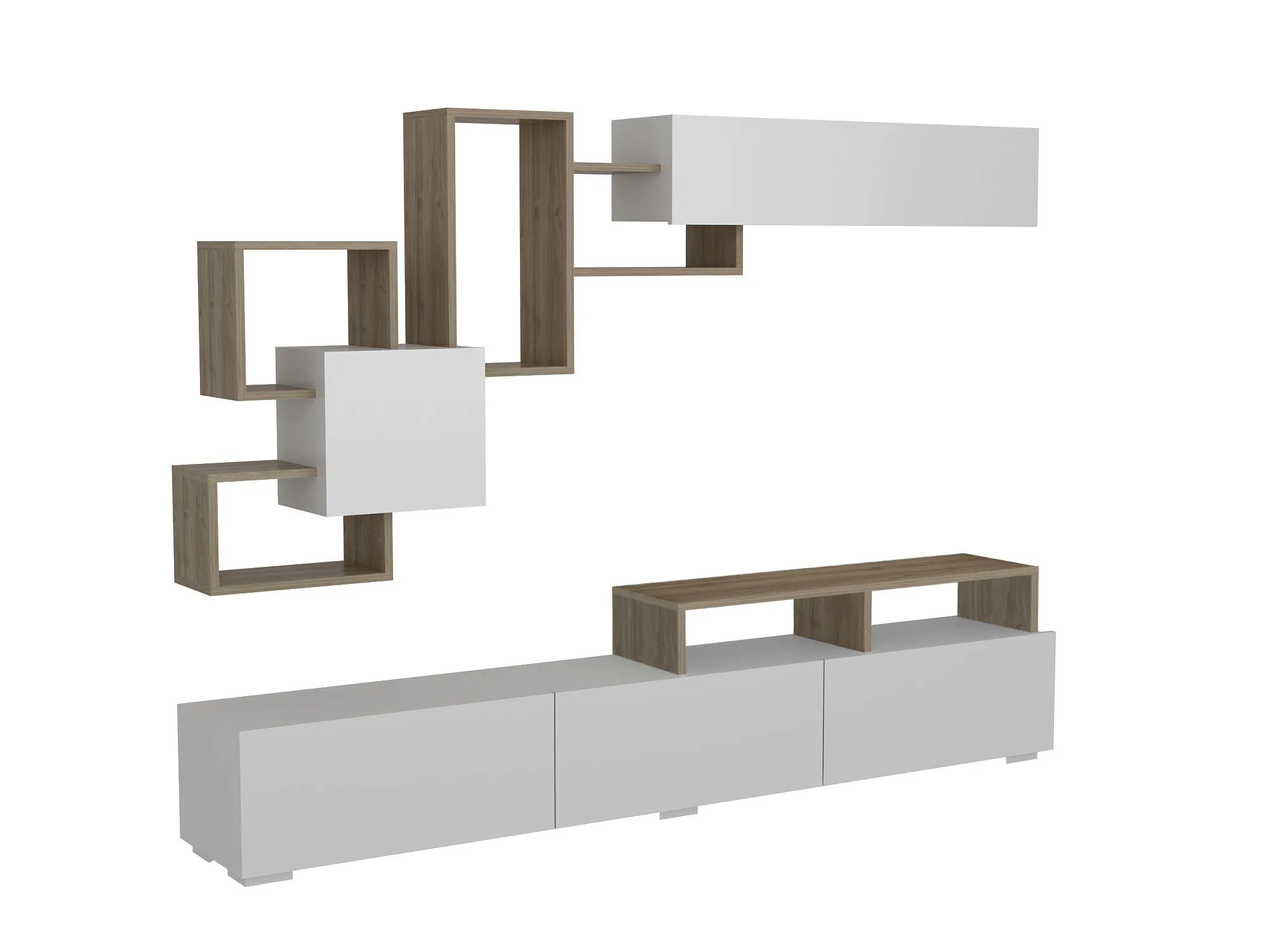 TV Unit Elit - White, Walnut