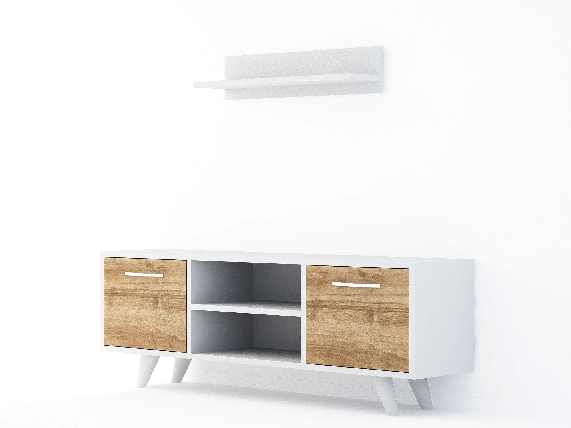 TV Unit Likya - White, Walnut