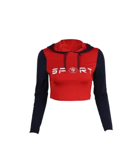 Women's Long Sleeve SPORT Crop-top Hoodie