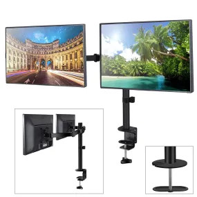 ZENY™ LCD Dual Monitor Mount Stand with Clamp Adjustable Arm Dual Mount Fits for 2 Screens 13’’- 27’’