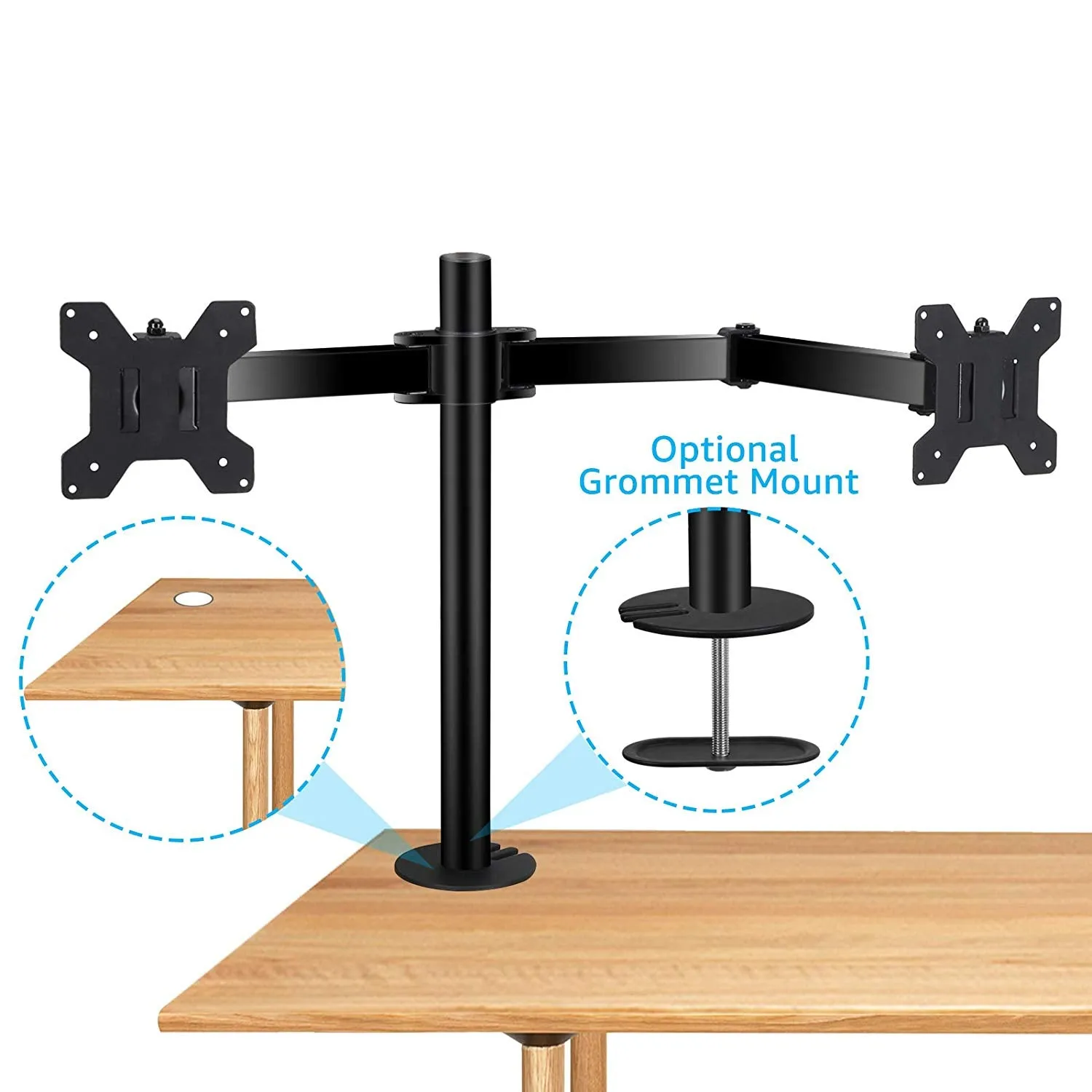 ZENY™ LCD Dual Monitor Mount Stand with Clamp Adjustable Arm Dual Mount Fits for 2 Screens 13’’- 27’’