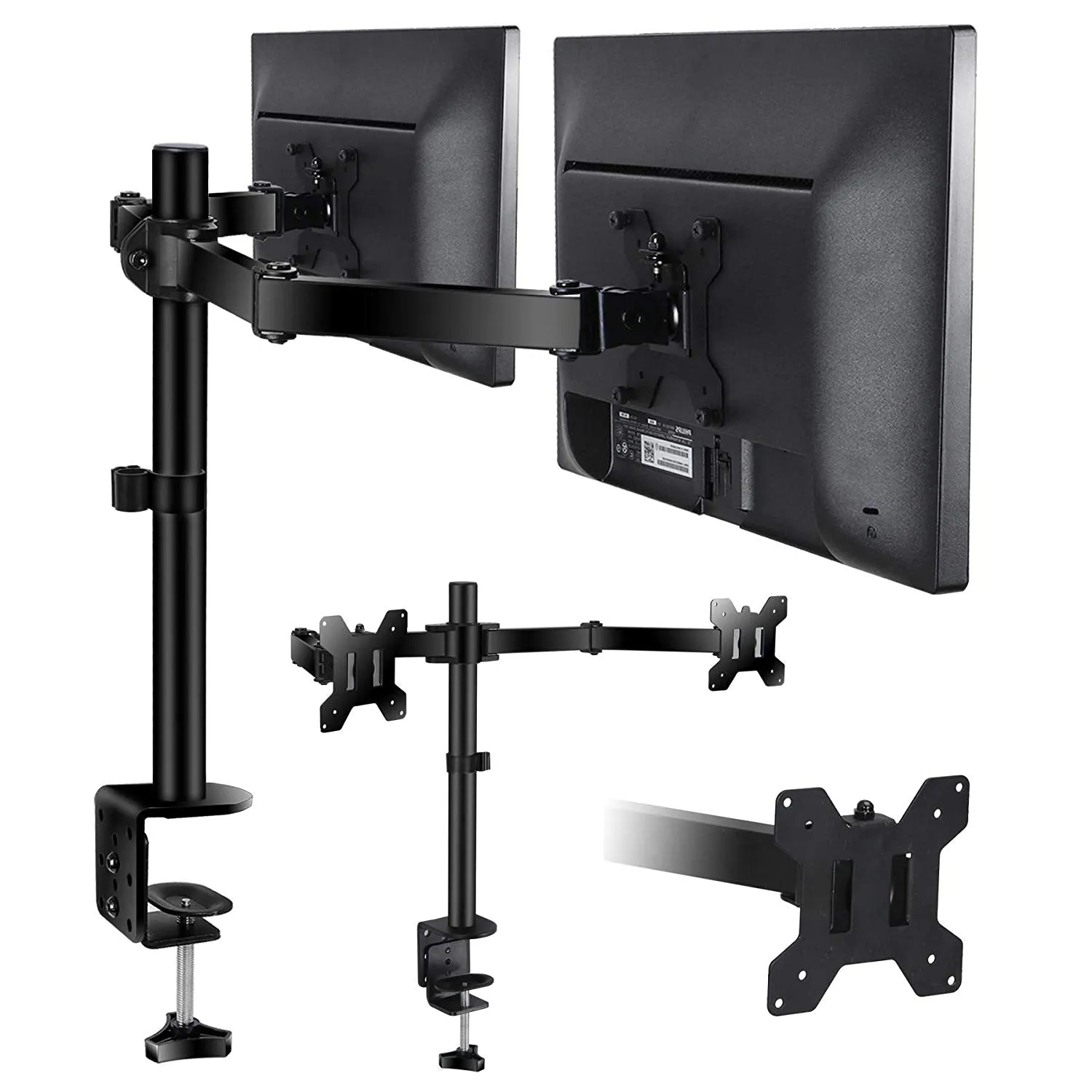 ZENY™ LCD Dual Monitor Mount Stand with Clamp Adjustable Arm Dual Mount Fits for 2 Screens 13’’- 27’’